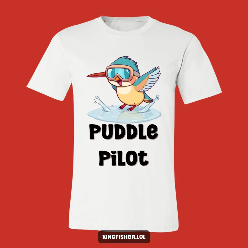 Funny Goggled Kingfisher Puddle Splash T-Shirt: Playful Bird Apparel, Funny Gift