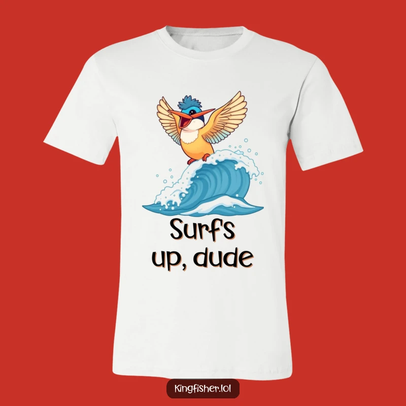 Funny Kingfisher Surfer T-Shirt: Awesome Graphic Tee for Bird and Wave Fans