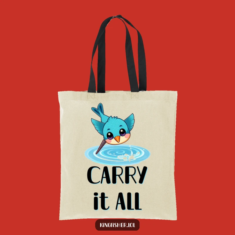 Funny Diving Kingfisher Tote Bag, Cheerful Bird Accessory, Aquatic Carryall