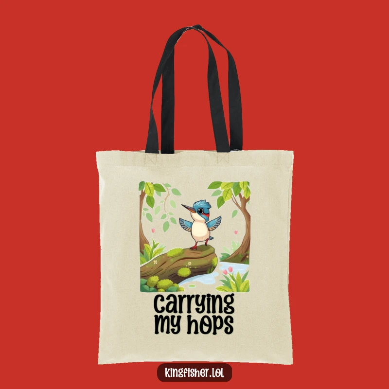 Funny Playful Kingfisher Tote Bag: Carry Excitement with an Energetic Bird