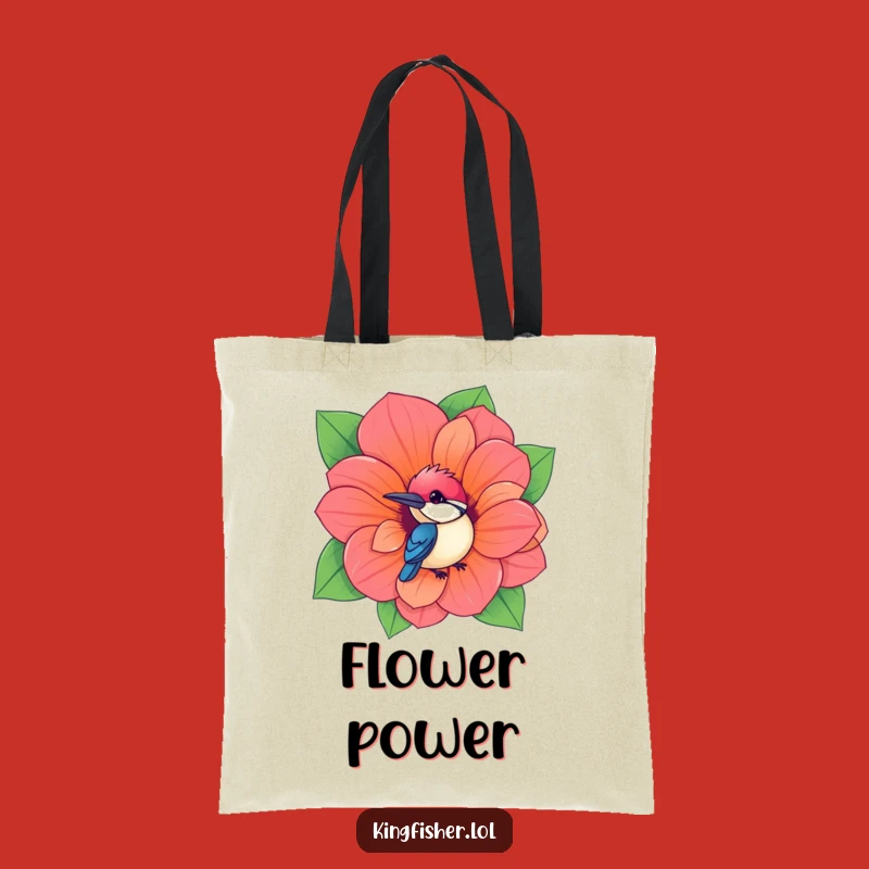 Stylish Funny Kingfisher Tote: Flower Peek Humor, A Chic Humorous Gift for Everyday