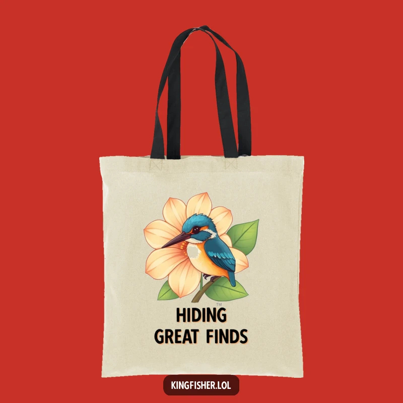Funny Curious Kingfisher Flower Tote Bag: Carry Your Charms with This Peek-a-Boo Bird!