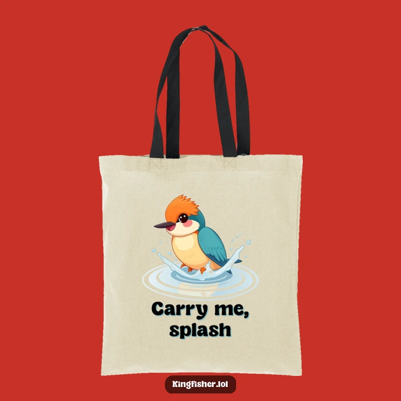 Funny Happy Kingfisher Splash Tote Bag - Playful Accessory - Funny Gift
