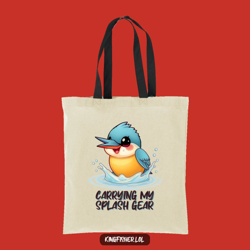 Funny Kingfisher Tote Bag: Playful Water Splash Design - Ideal Gift!