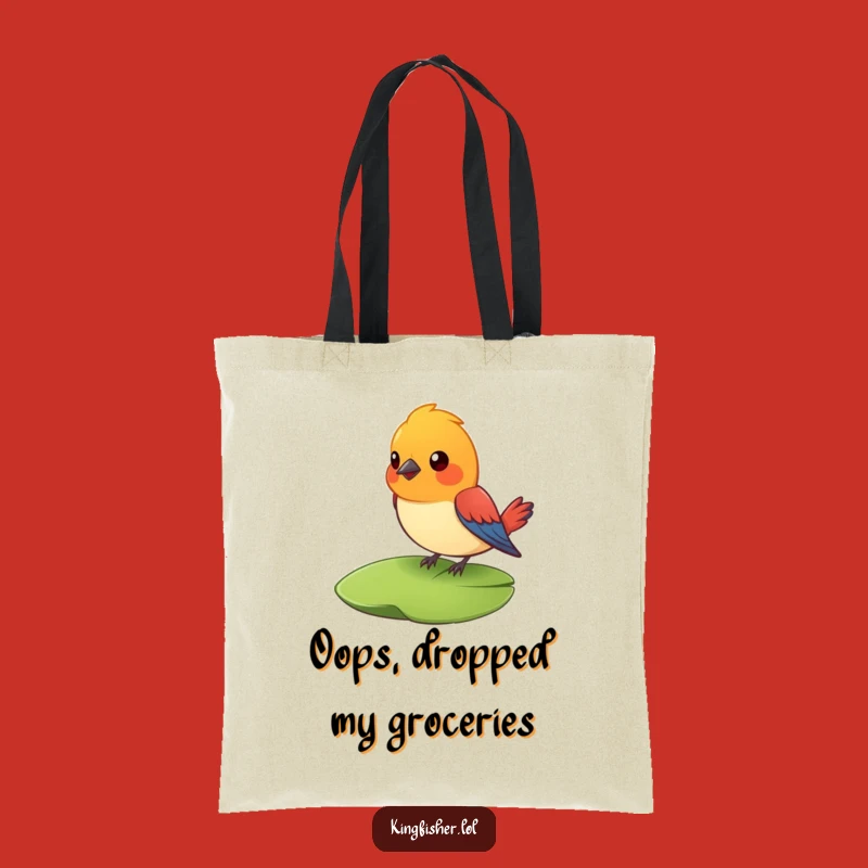 Funny Surprised Bird Tote Bag: Carry Your Essentials with Lily Pad Charm