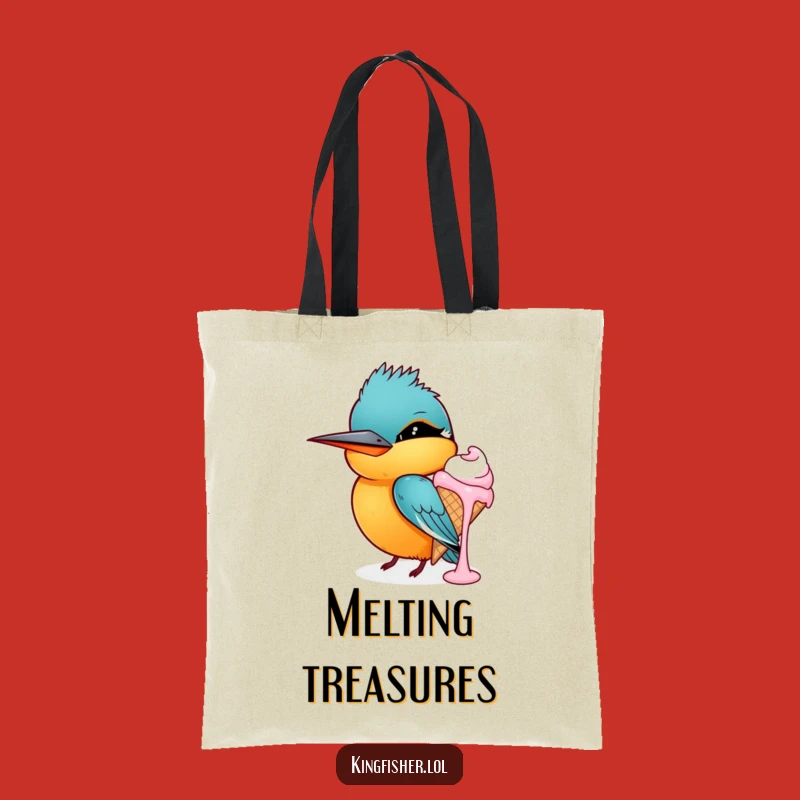 Funny Winking Kingfisher Ice Cream Tote Bag: Carry Sweet Humor Everywhere