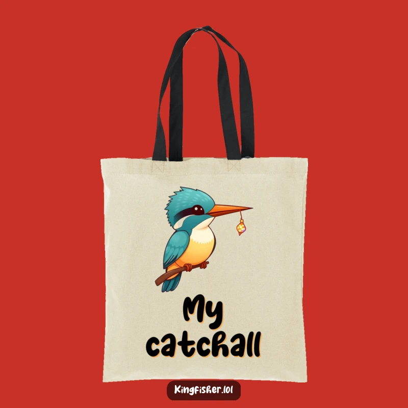 Funny Kingfisher Tote Bag: Kawaii Catch Design - Charming Gift!